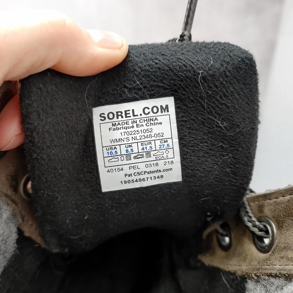 Sorel Womens Slimpack Lace II Snow Boots Quarry Gray‎ Black Waterproof Size 10.5
